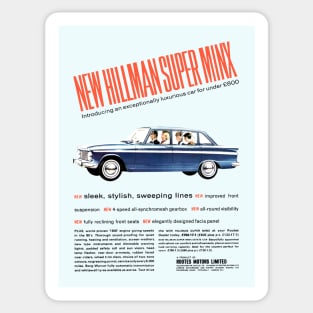 HILLMAN SUPER MINX - advert Sticker